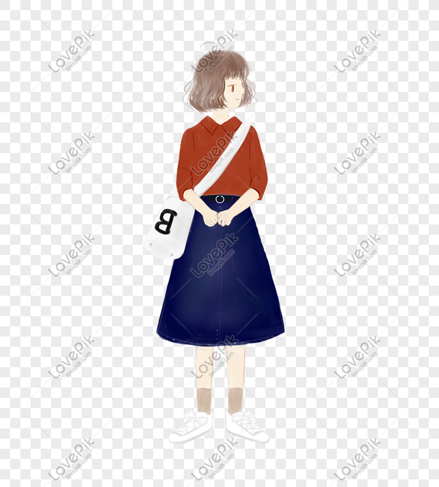 Berpakaian Dengan Ilustrasi Fashion Kemeja Denim Rok Polo Png