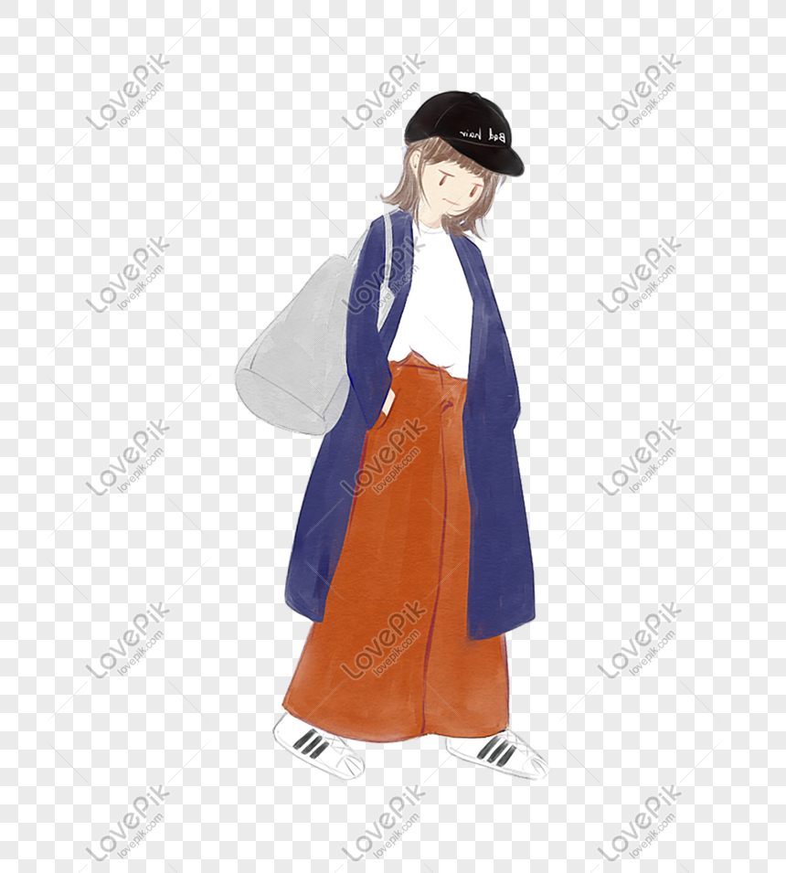 Dressing Dengan Ilustrasi Fashion Coat Topi Lebar Kaki