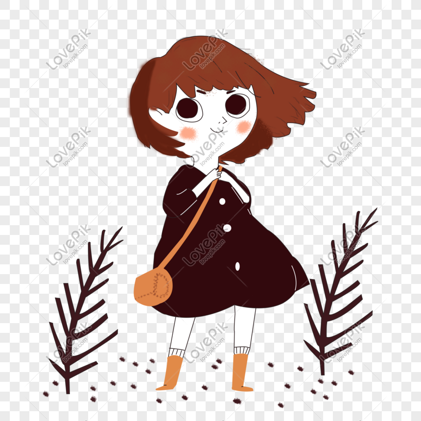 Wind Blown Girl Illustration Png Material Free PNG And Clipart Image ...