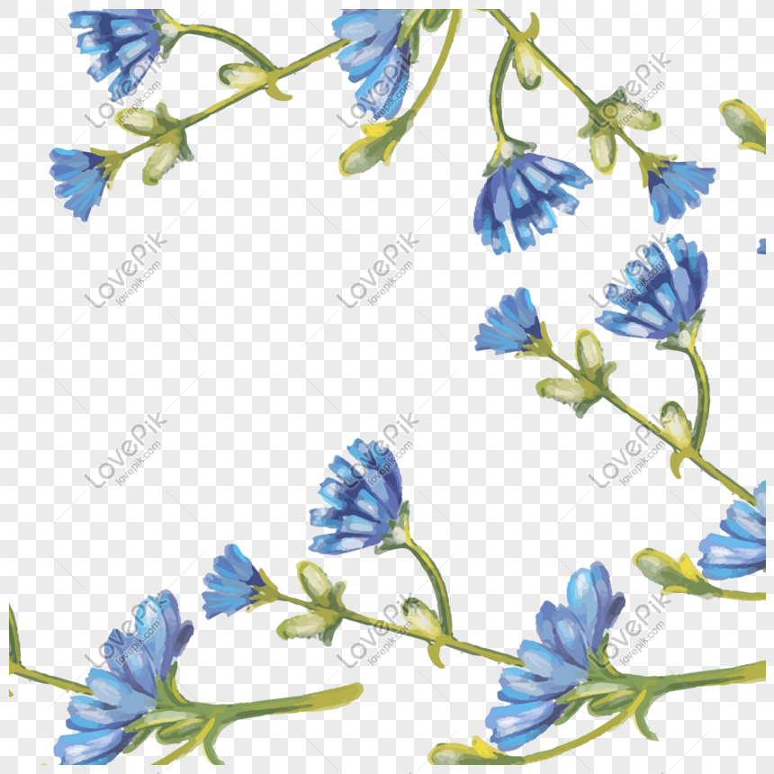 bunga: frame bunga biru png
