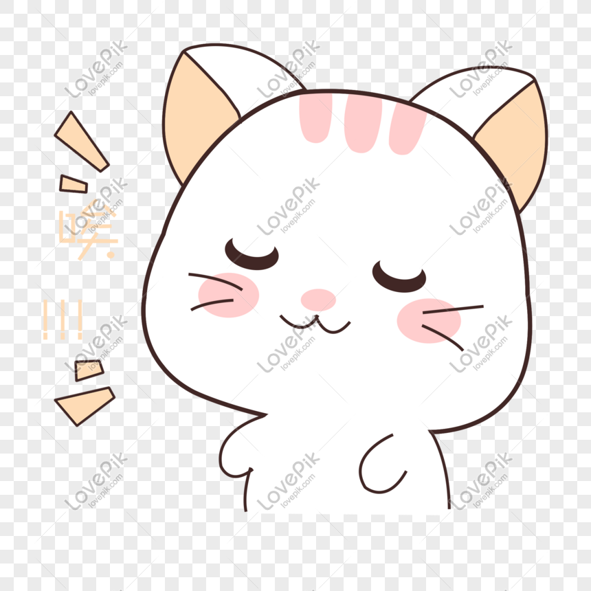 Cartoon Hand Drawn Kitten Sigh Expression Free PNG And Clipart ...