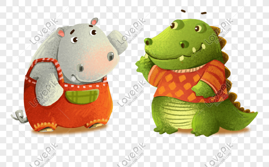 Dibujos Animados Lindo Hipopótamo Animal Con Cocodrilo PNG Imágenes Gratis  - Lovepik