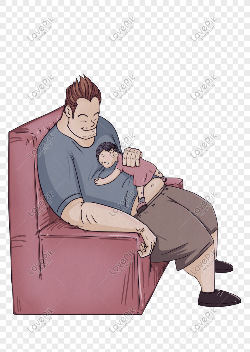 Kartun Hari Ayah Digambar Di Lengan Ayah Png Tidur PNG Grafik Gambar Unduh Gratis Lovepik