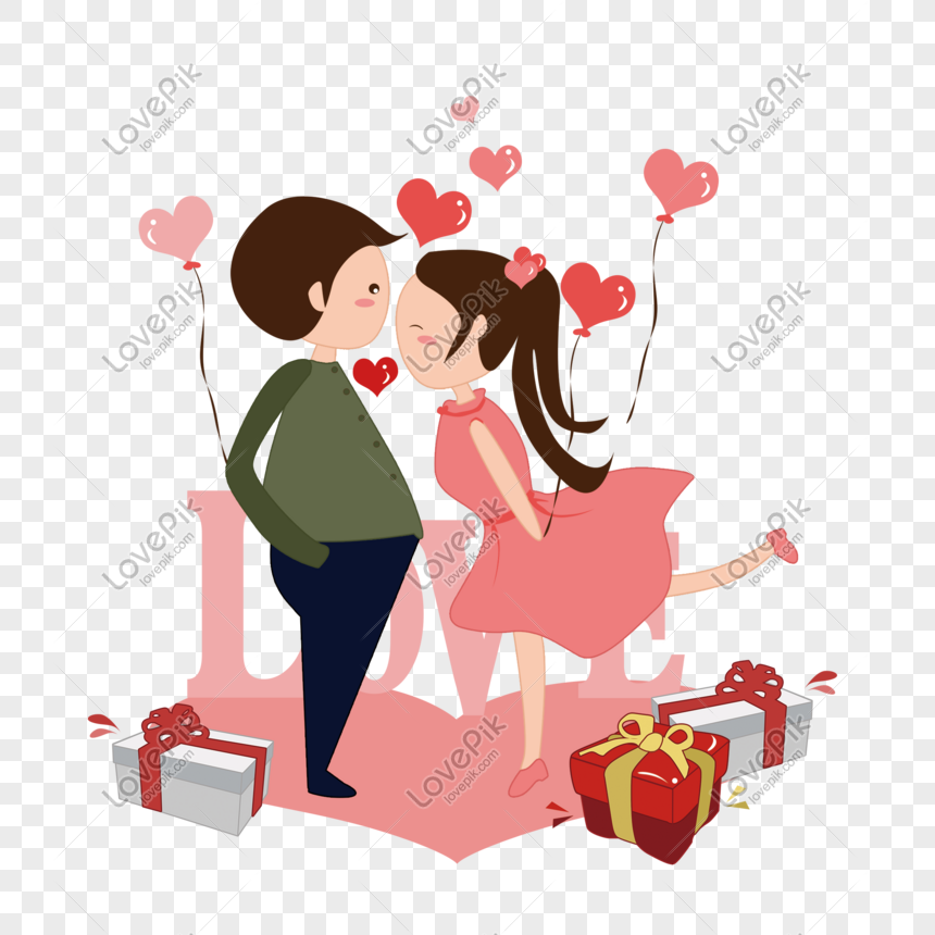 Beso De San Valentín Linda Pareja Besándose Dibujos Animados PNG Imágenes  Gratis - Lovepik