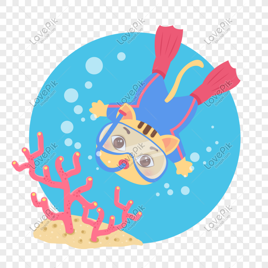 scuba diver cartoon clipart cats