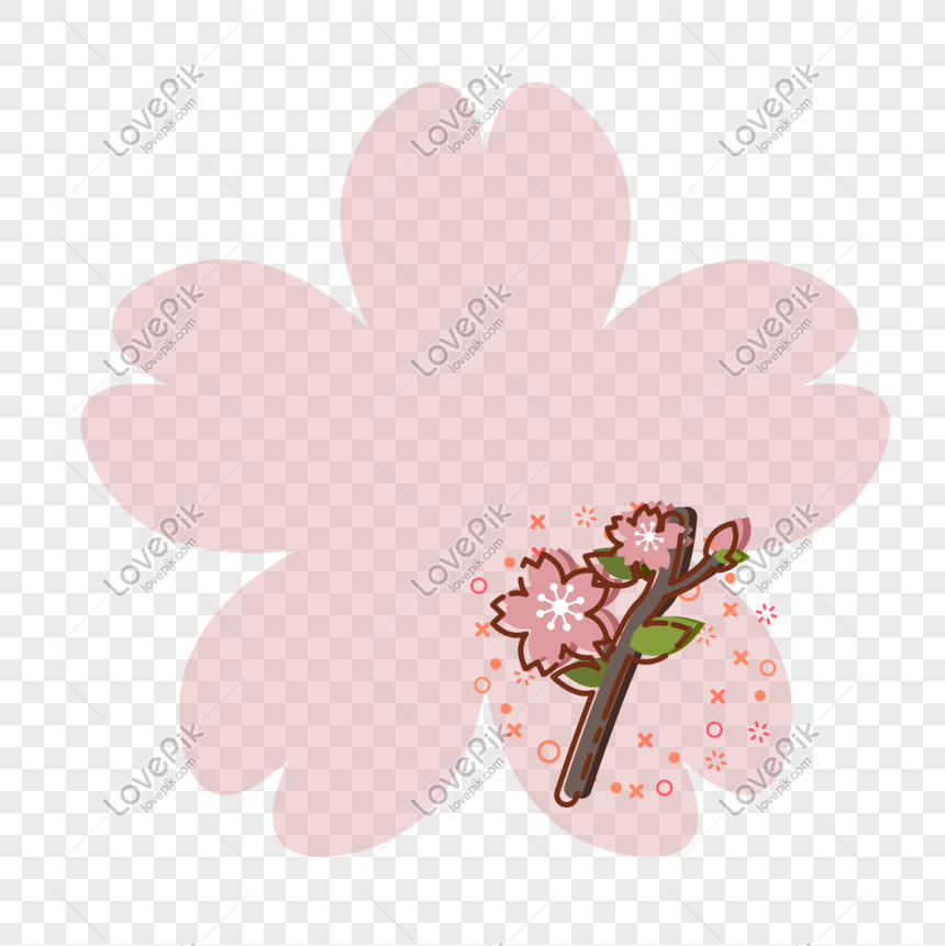 Vektor Kartun Perbatasan Dekoratif Bunga Sakura Datar Gambar