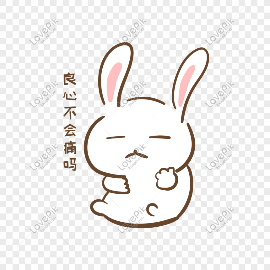 Hand Painted Cartoon Cute Little Rabbit Conscience Will Not Hurt ...