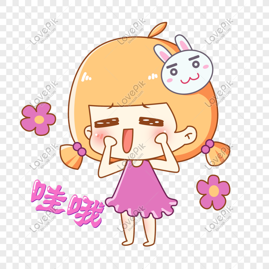 Rabbit Treasure Girl Cartoon Theme Expression Pack Happy Wow PNG White  Transparent And Clipart Image For Free Download - Lovepik | 610807022