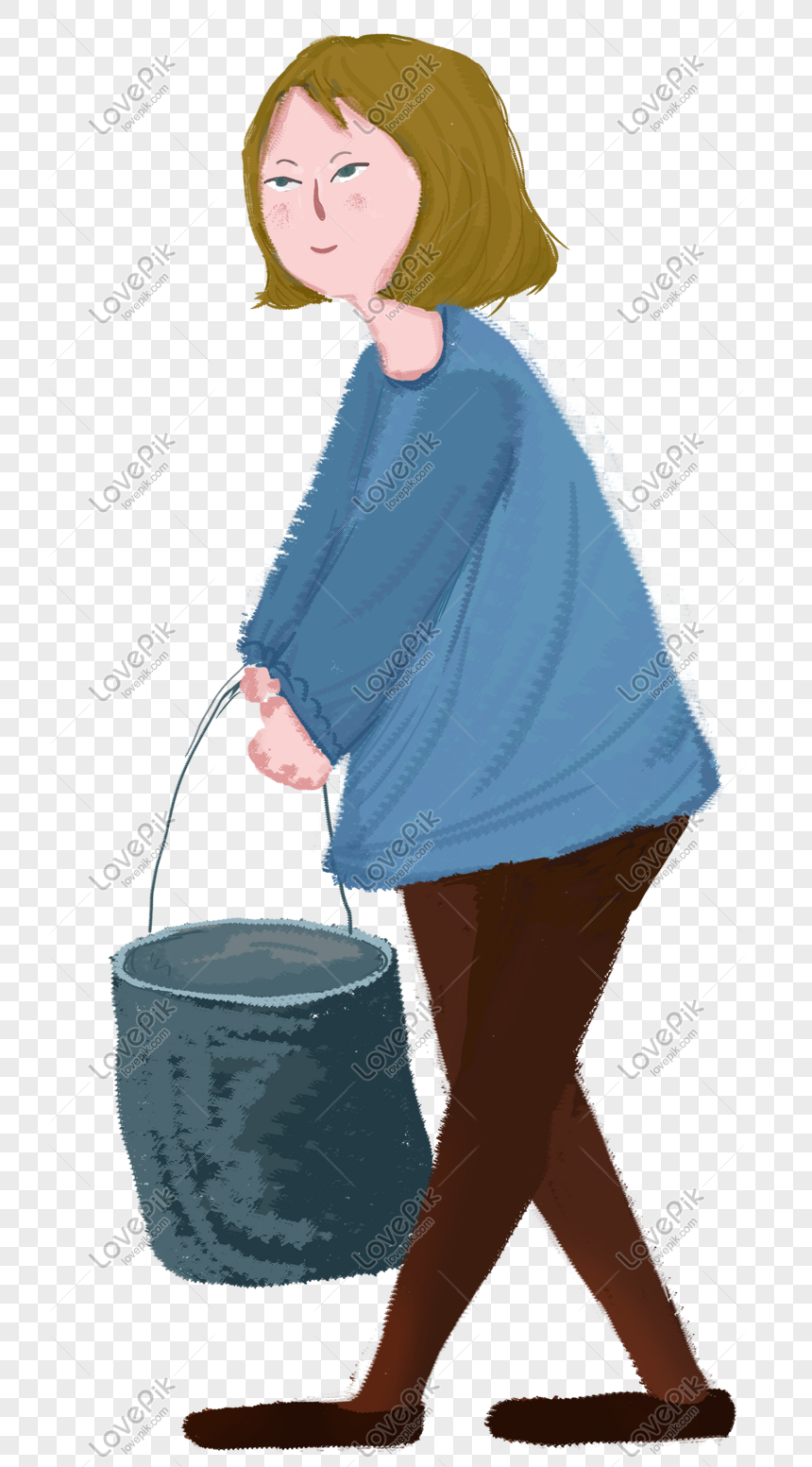 Hand Drawn Cartoon Girl Carrying A Bucket Of Water PNG Free Download And  Clipart Image For Free Download - Lovepik | 610824963