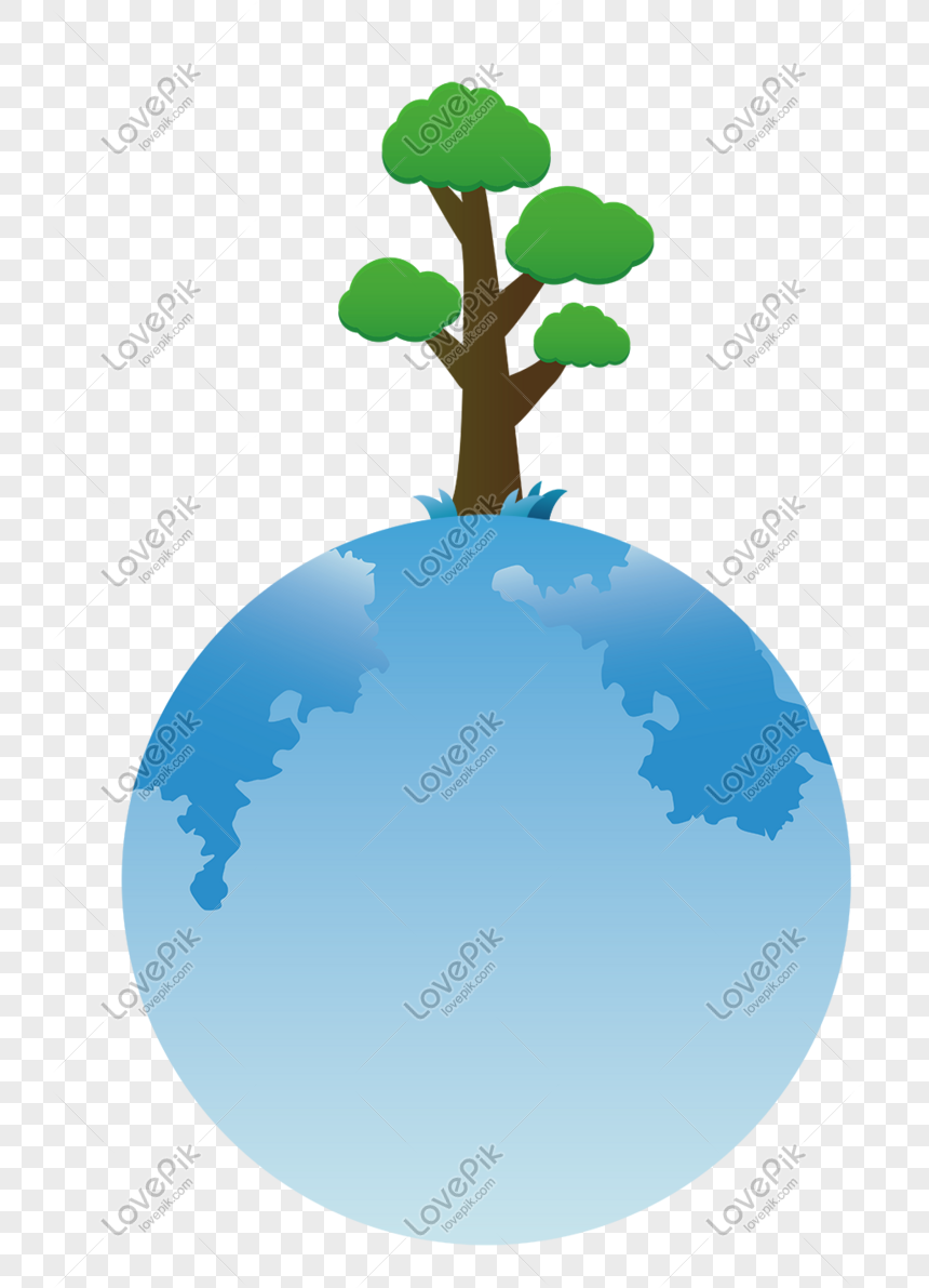 Ilustrasi Tema Lingkungan Bumi Dan Pohon Gambar Unduh