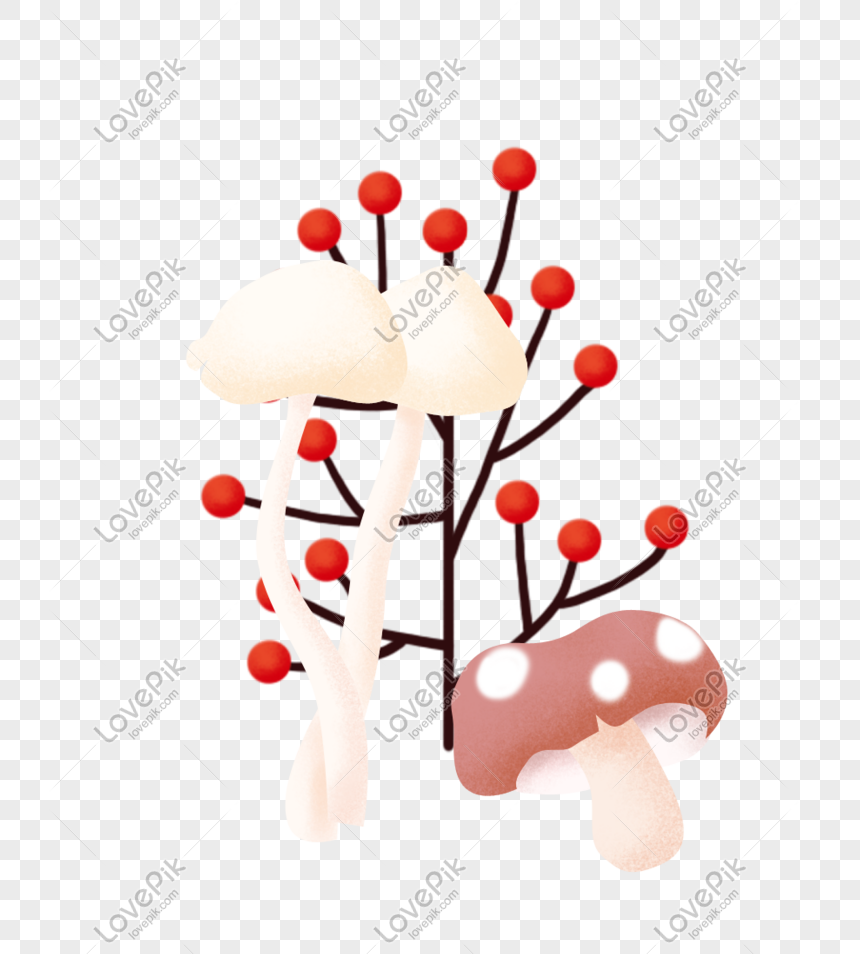 Ilustrasi Dekorasi Bunga Jamur Kartun PNG Grafik Gambar Unduh