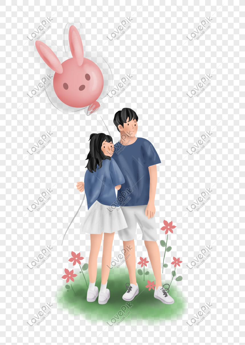 Hình ảnh Bong Bóng Ngày Valentine Xanh Và Cặp đôi PNG Miễn Phí Tải ...