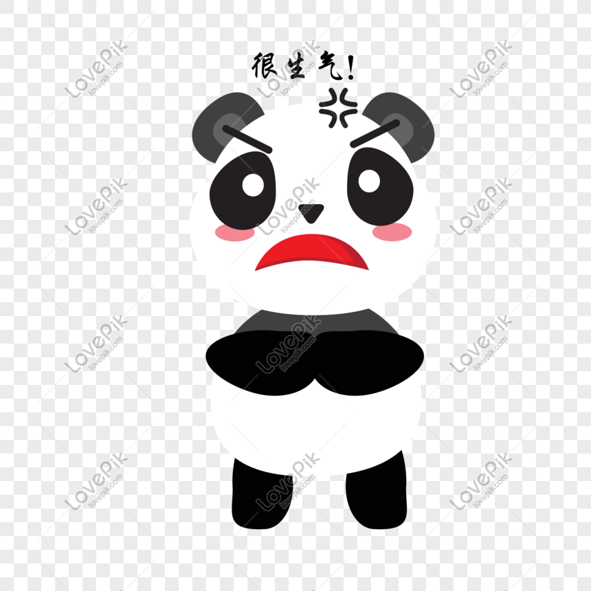 Cute Little Panda Is Very Angry Expression Pack PNG Picture And Clipart ...