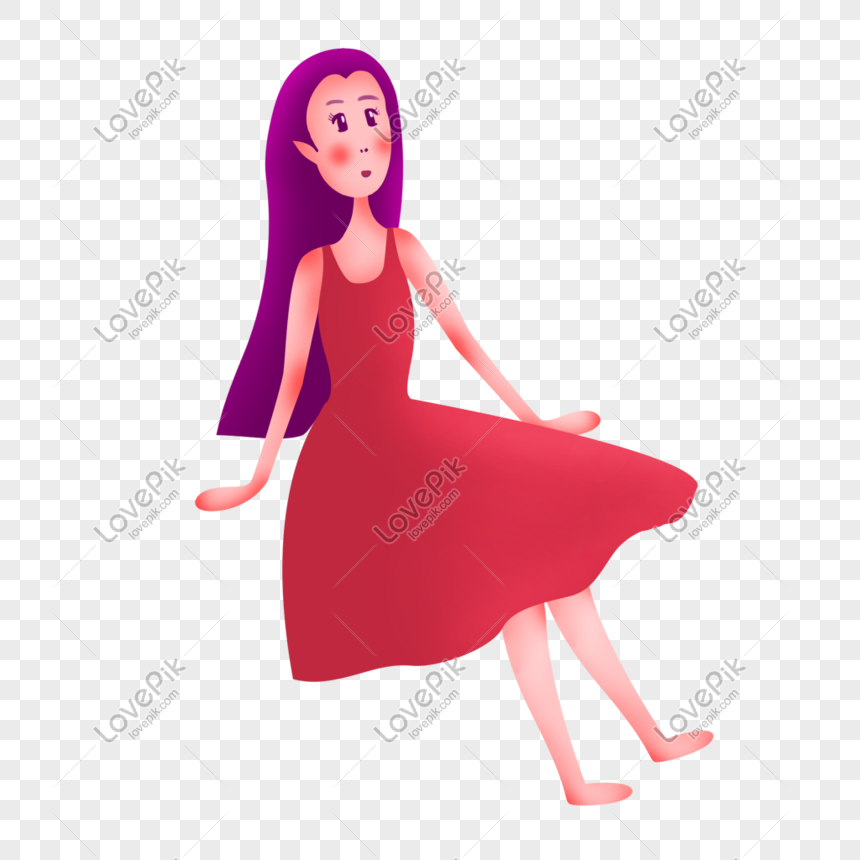 赤いドレスの美しさのイラストを着ていますイメージ グラフィックス Id Prf画像フォーマットpsd Jp Lovepik Com