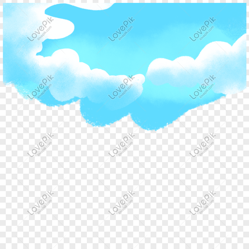 Hình ảnh Màu Nước Vẽ Bầu Trời Xanh Với Những đám Mây Trắng PNG ...