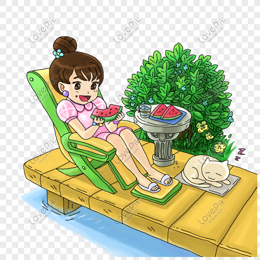夏の暑さ 小さな夏 かわいい女の子 スイカを食べて イラストイメージ グラフィックス Id Prf画像フォーマットpsd Jp Lovepik Com