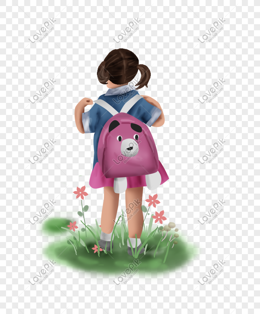 Girl With Schoolbag PNG, Vector, PSD, and Clipart With Transparent