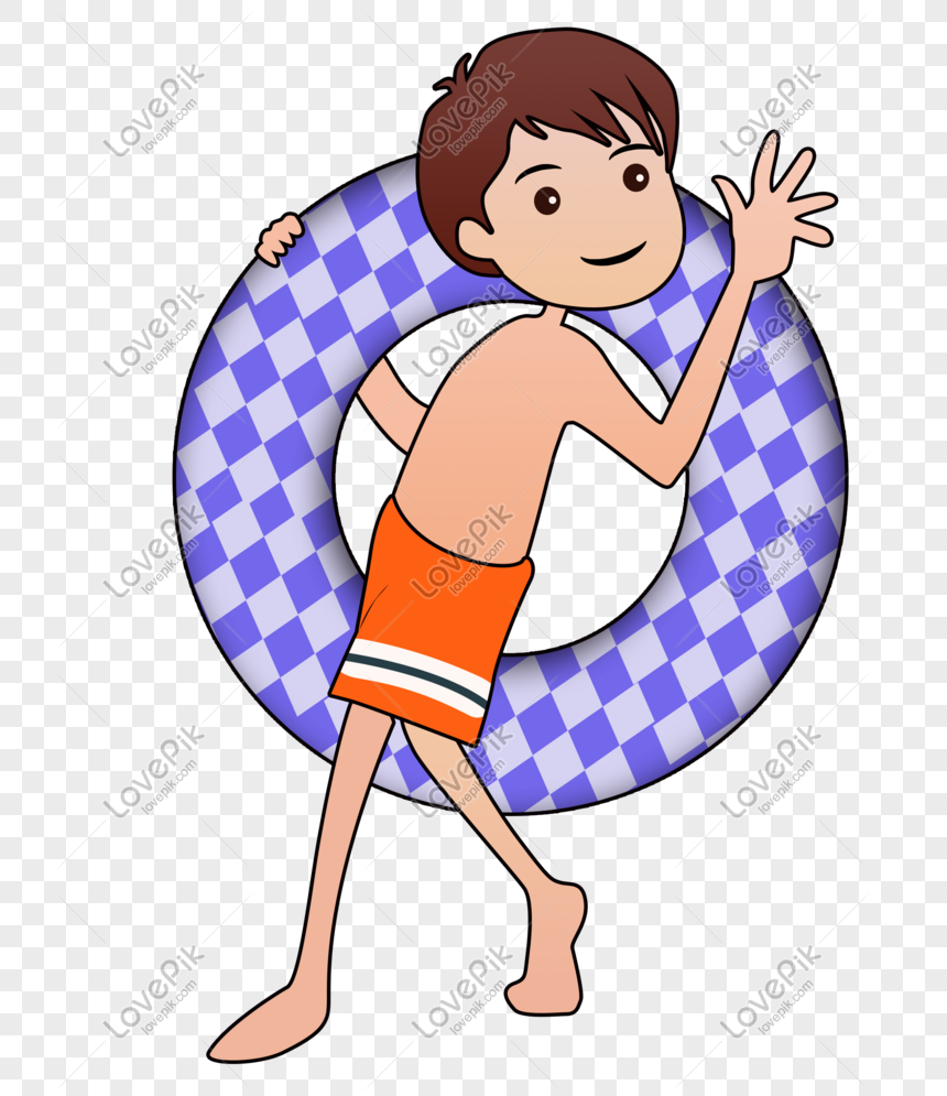 Boy Holding A Swimming Ring Png Material PNG Image And Clipart Image ...