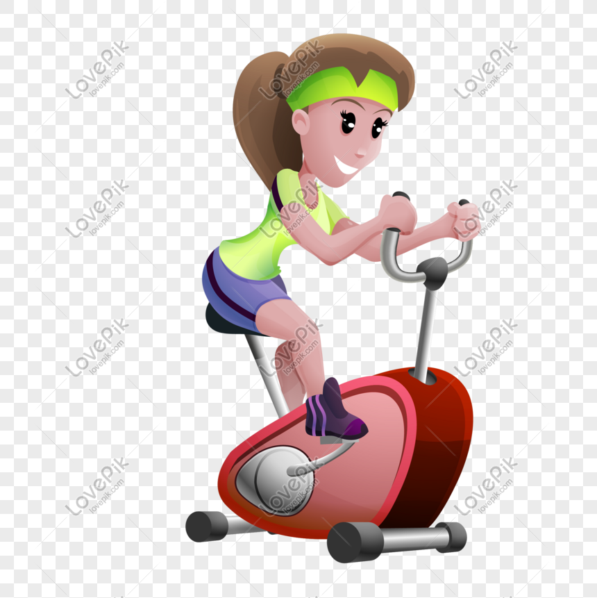 Cartoon Girl Spinning Bike Fitness PNG Image And Clipart Image For Free  Download - Lovepik | 610895888
