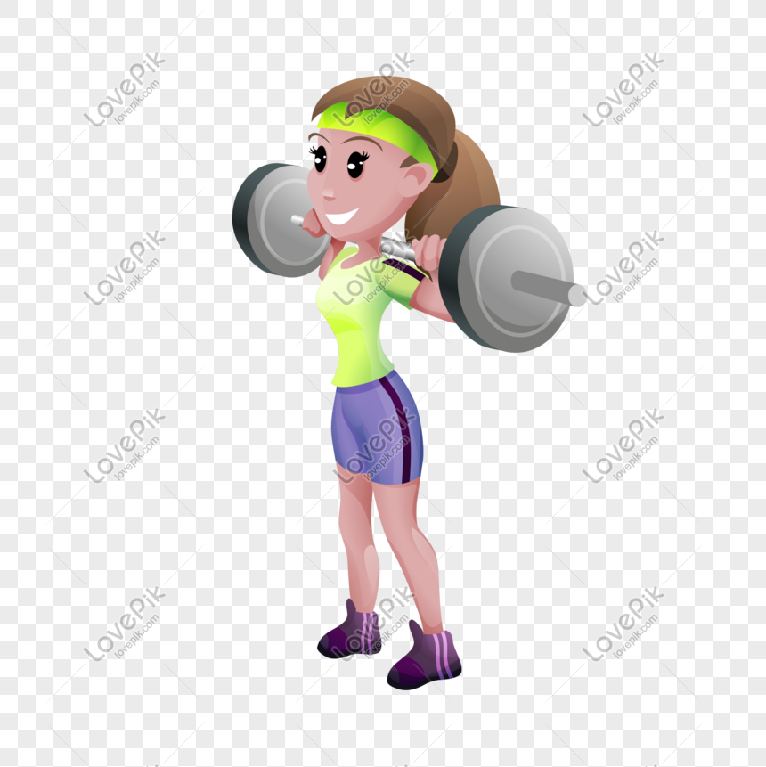 Cartoon Girl Lifting Weights Fitness PNG Free Download And Clipart Image  For Free Download - Lovepik | 610895883