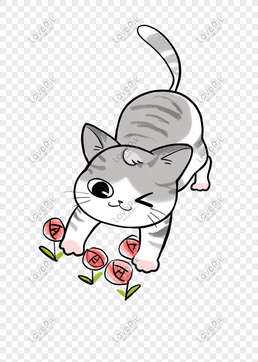 Cute Kitten Print Hand Drawing PNG Image u0026 PSD File Free Download 