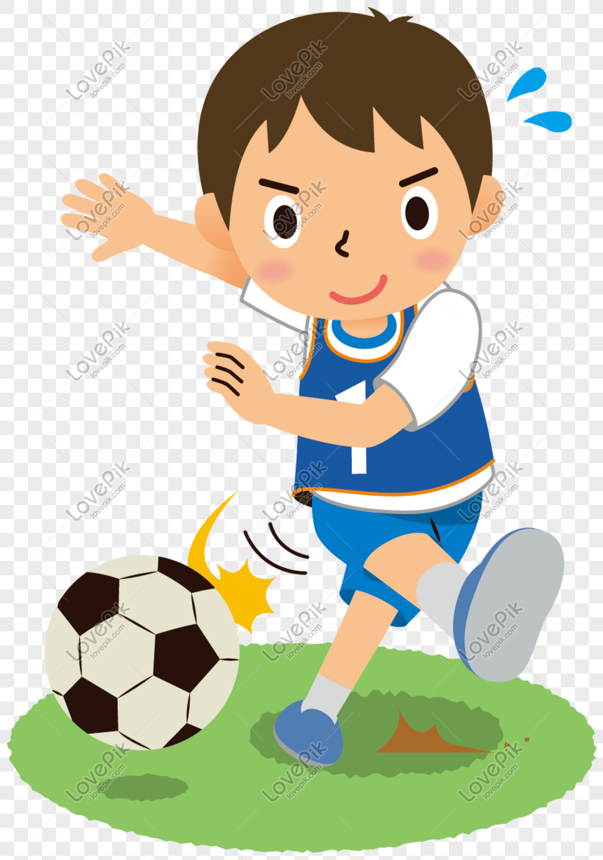 anak kecil yang lucu bermain sepak bola PNG grafik gambar 