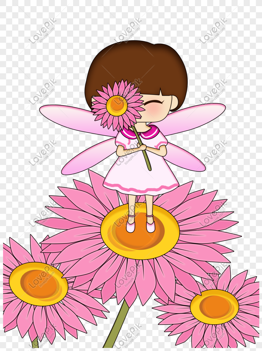 Pink Daisy Flower Fairy Cartoon Png Material PNG Hd Transparent Image And  Clipart Image For Free Download - Lovepik | 610919494