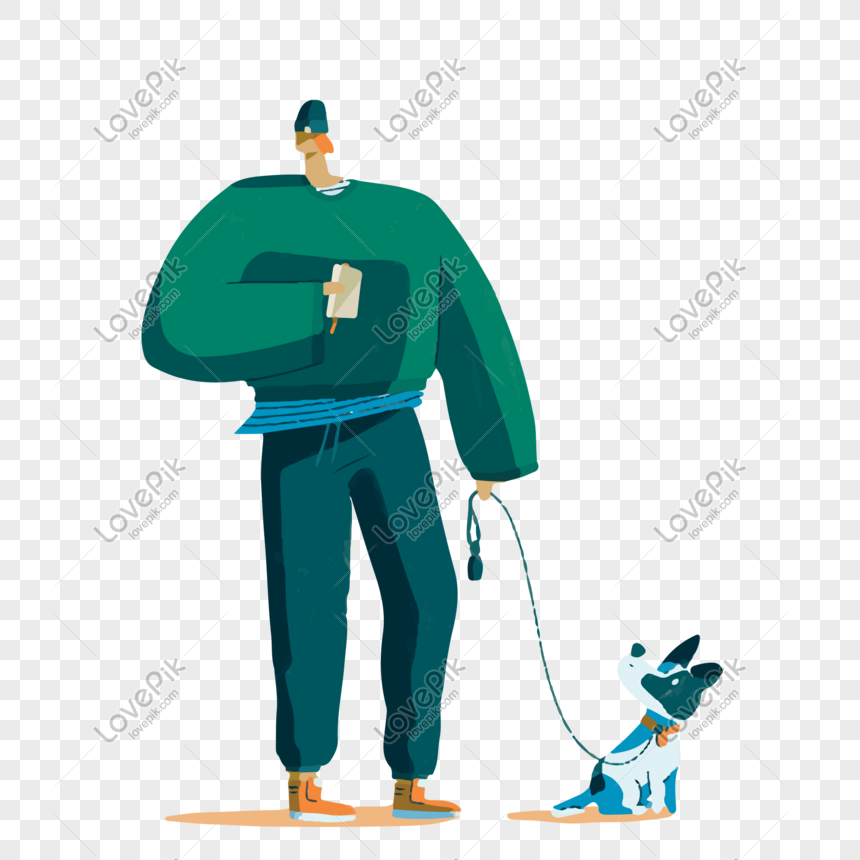 Cartoon Illustration Of A Man Walking A Dog PNG Transparent Background And  Clipart Image For Free Download - Lovepik | 610912440