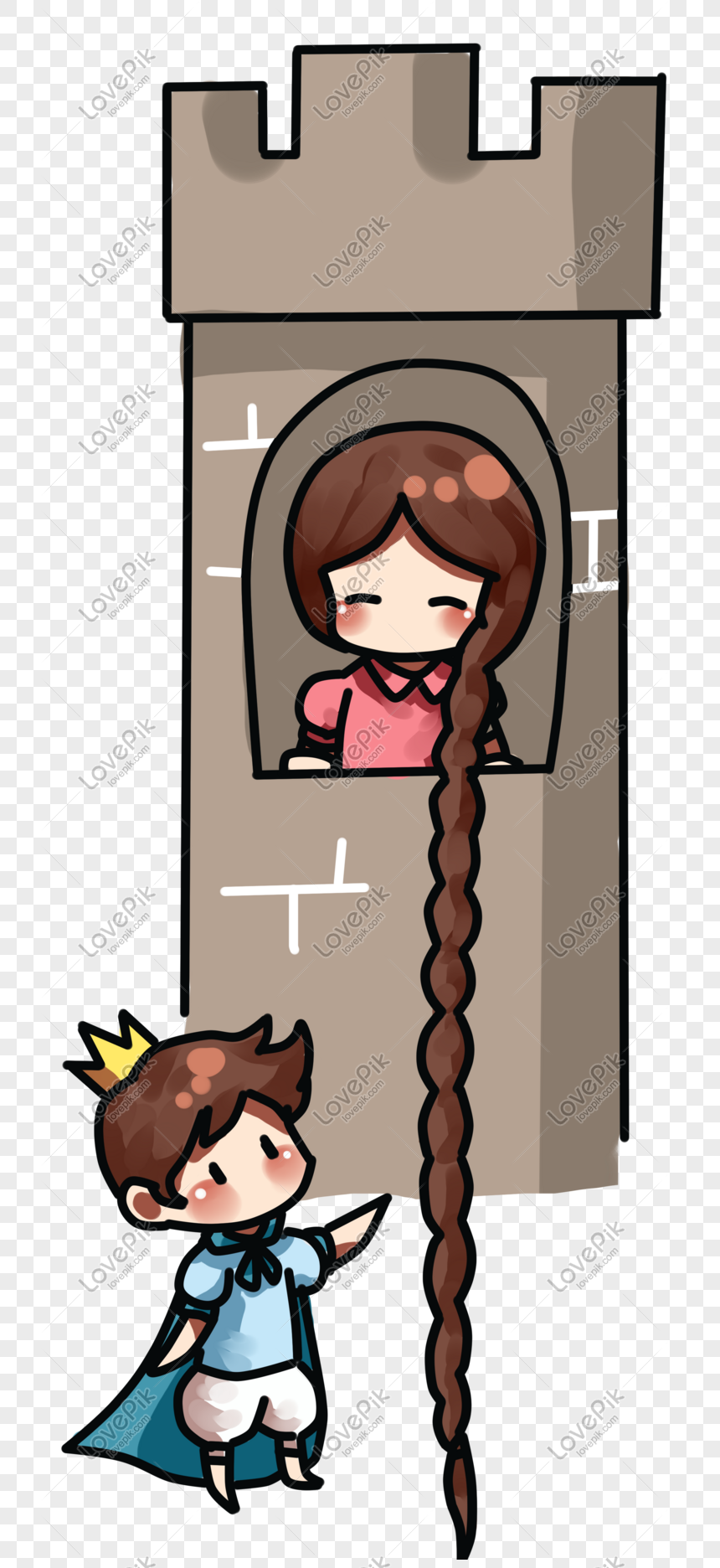 Fairy Tale World Long Hair Princess And Prince Lettuce Girl And PNG Image  And Clipart Image For Free Download - Lovepik | 610936838