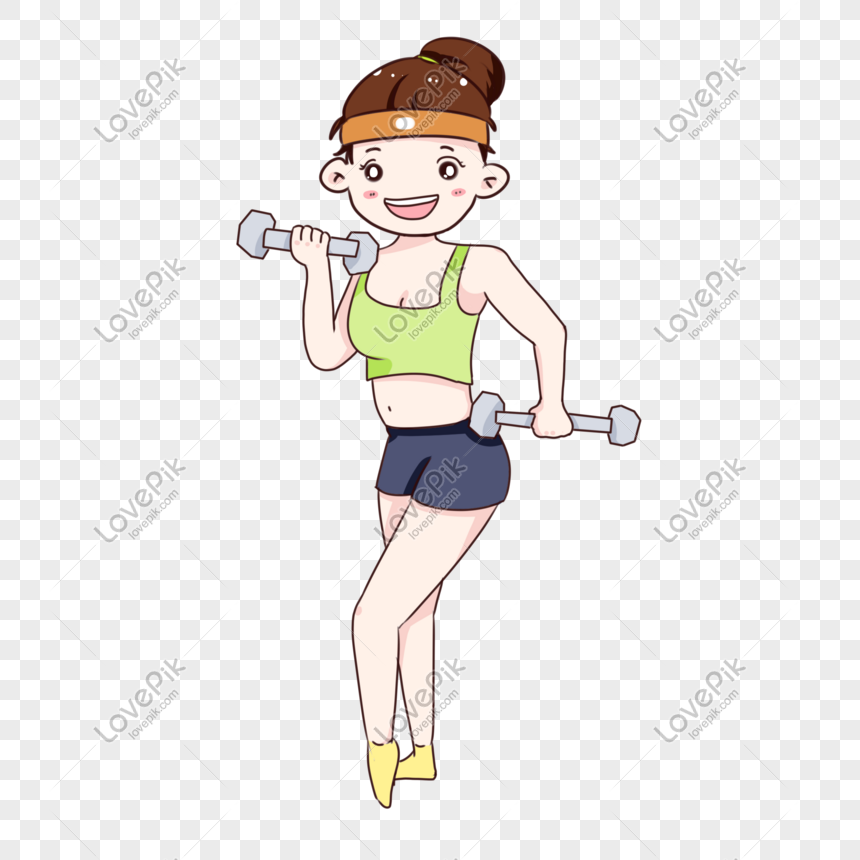 National health fitness running exercise cartoon hand drawn illu