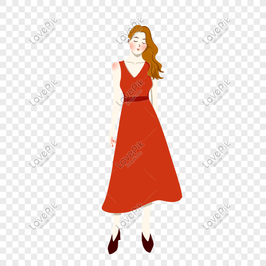 Hand Drawn Vector Cartoon Elegant Curly Girl, Vector, Hand Drawn, Free ...