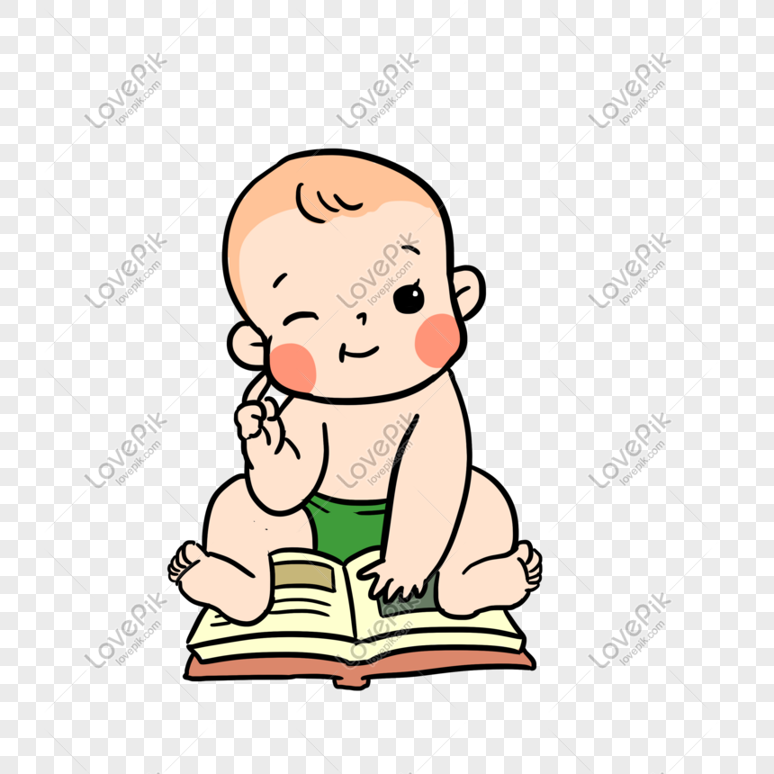Baby Baby Reading Book Cartoon Hand Drawn Illustration PNG Transparent And  Clipart Image For Free Download - Lovepik | 610961466