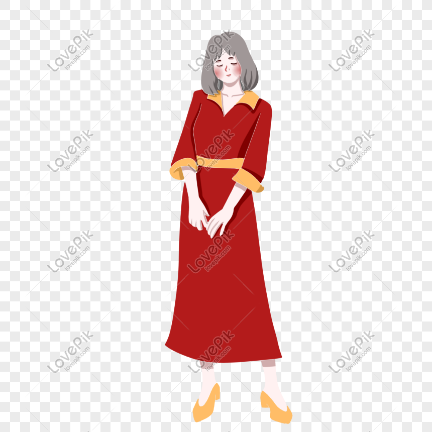 Hand Drawn Vector Cartoon Elegant Girl, Vector, Free, Hand Drawn PNG ...