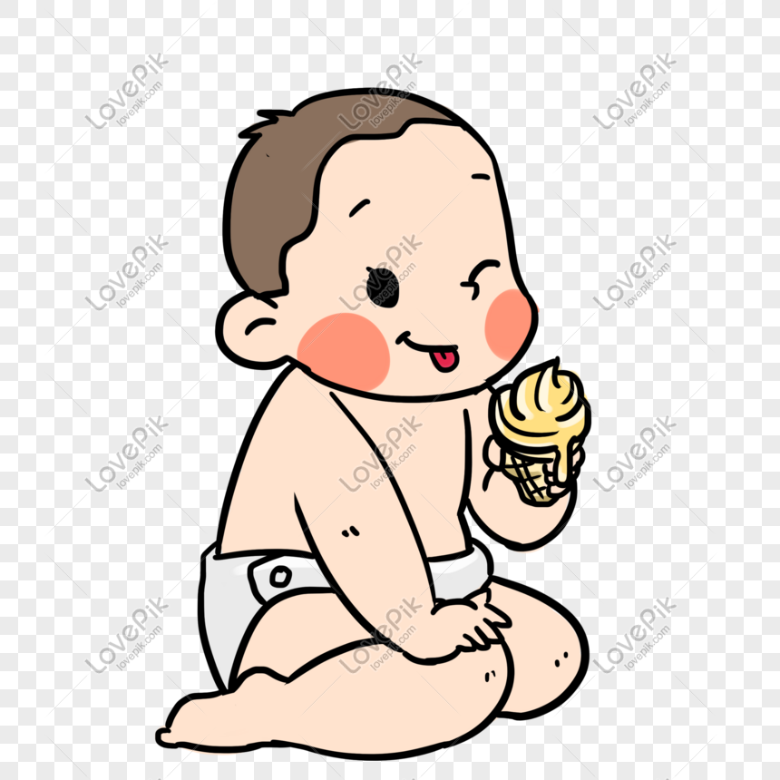 Baby Baby Eating Ice Cream Cartoon Hand Drawn Illustration PNG Transparent  Image And Clipart Image For Free Download - Lovepik | 610962647