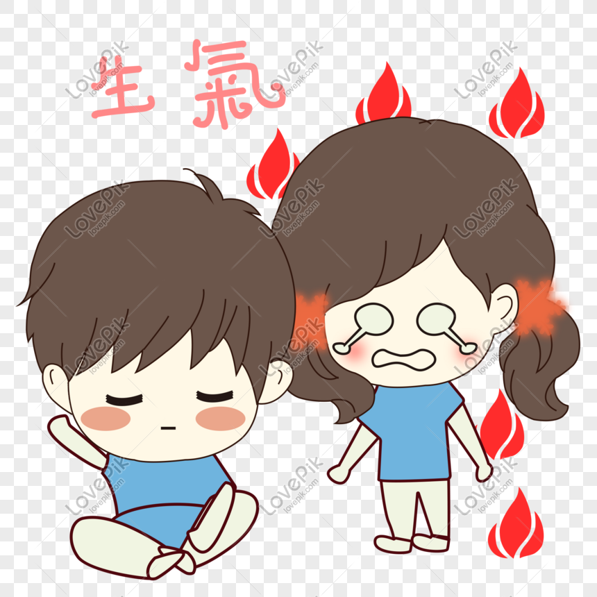 Cartoon Hand Drawn Chinese Valentines Day Couple Angry Expressi Free PNG  And Clipart Image For Free Download - Lovepik | 610963249