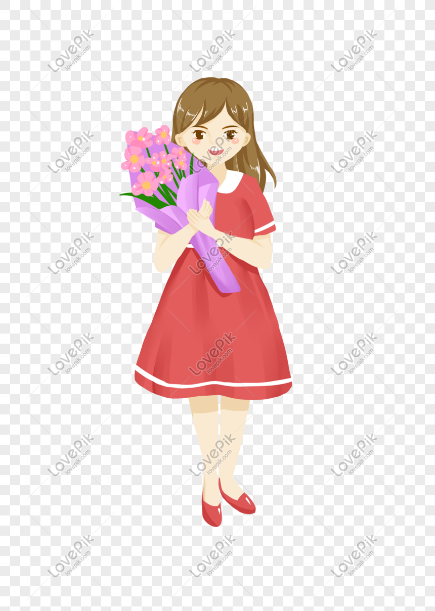 Ilustrasi Karakter Guru Perempuan Memegang Bunga Untuk Hari Guru