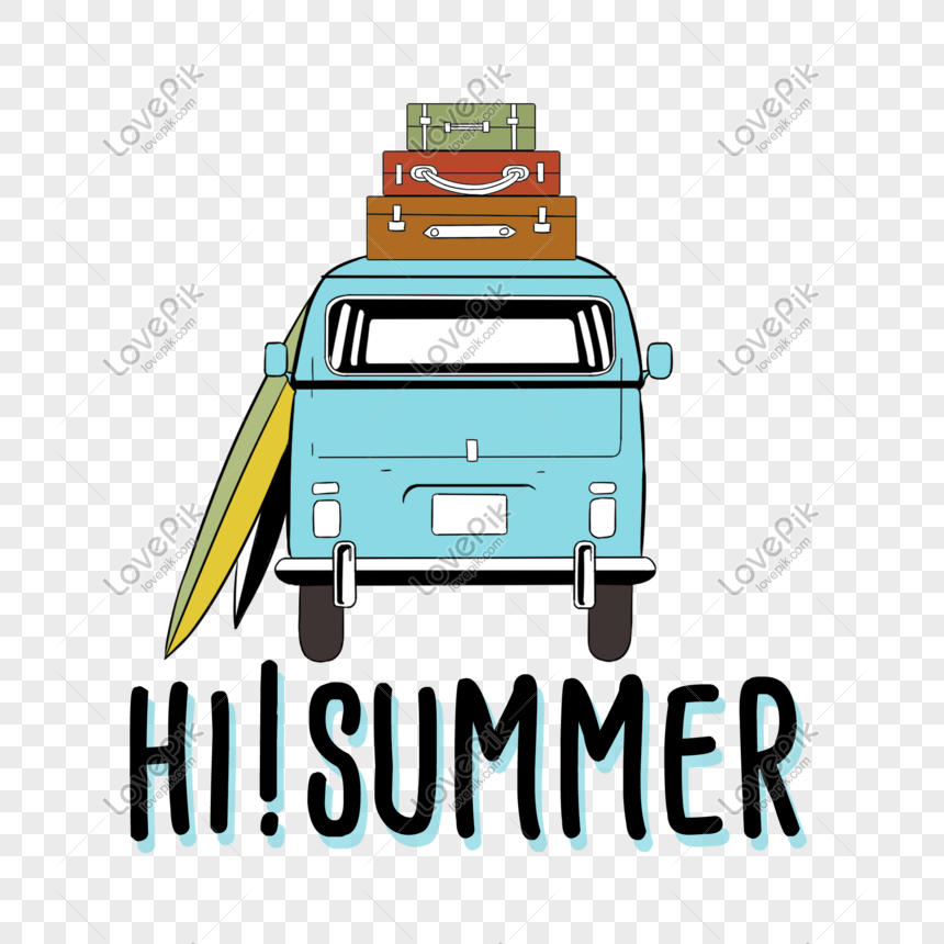 Summer vacation holiday summer travel bus travel hand-painted ca, Summer vacation, vacation, summer png transparent background
