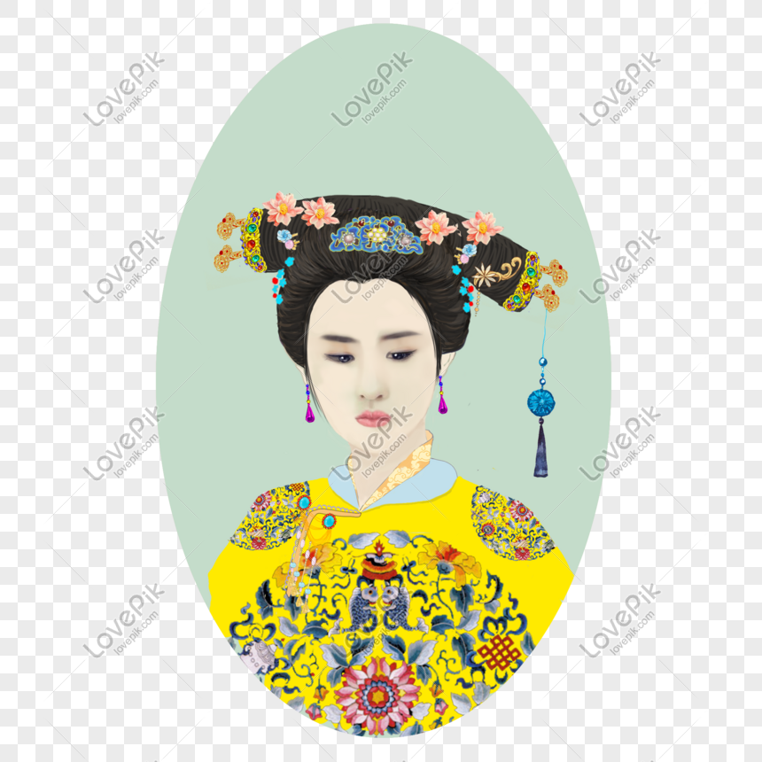 Hand-painted Qing Dynasty Imperial Concubine, Hand-painted, Qing ...