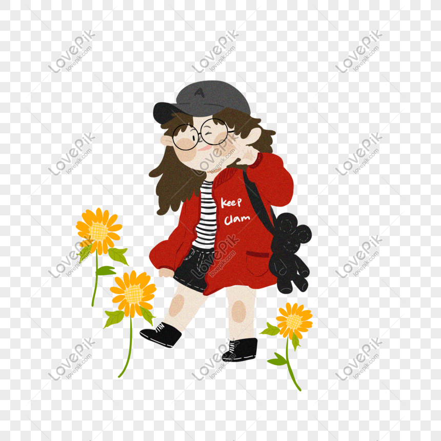 赤いジャケット漫画の女の子のイラストを着て四季イメージ グラフィックス Id Prf画像フォーマットpsd Jp Lovepik Com