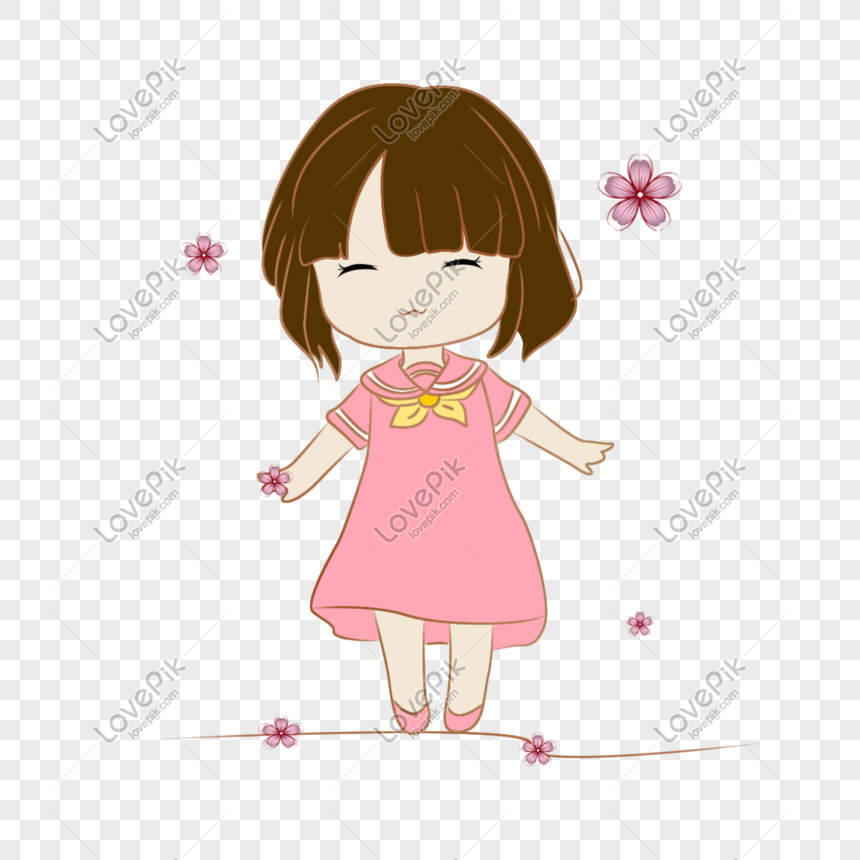 Cartoon anime cute girl, small flower, girl cartoon, kawaii png image free download