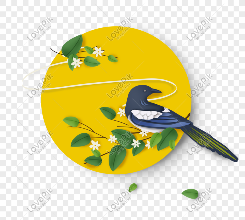 Chinese Valentines Day Paper Cut Style Magpie PNG Transparent Image And ...