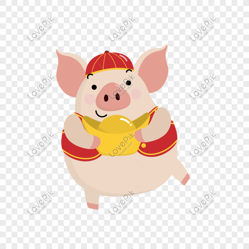 happy pig holding yuanbao vector png png image picture free download 611021192 lovepik com lovepik