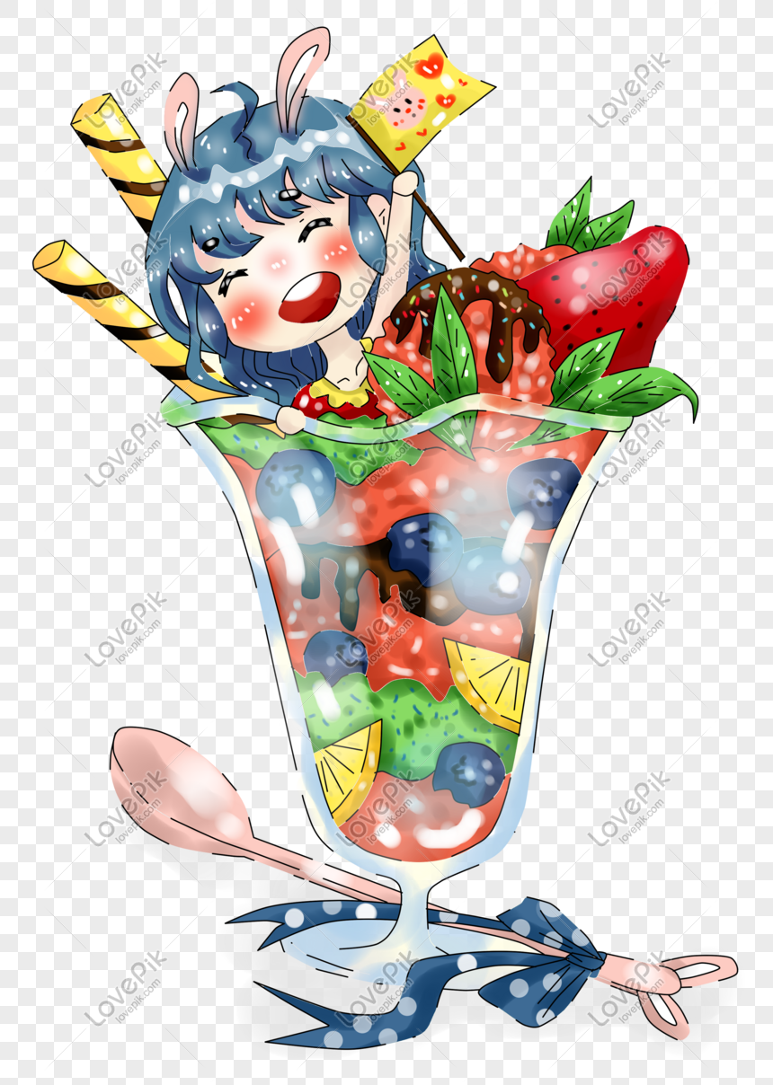 an ice cream in anime cartoon style