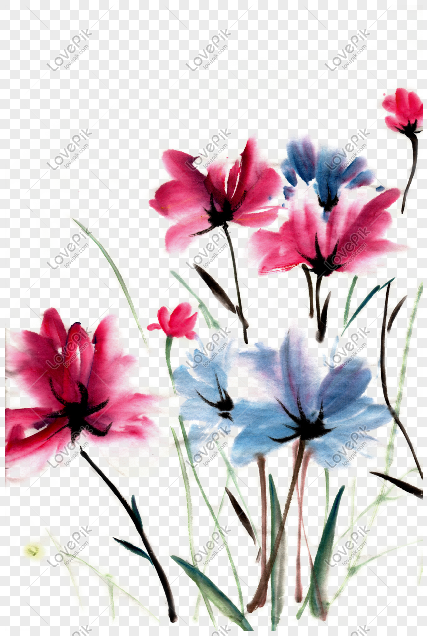 Ramo De Flores Pintura China Material Libre De Png PNG Imágenes Gratis -  Lovepik