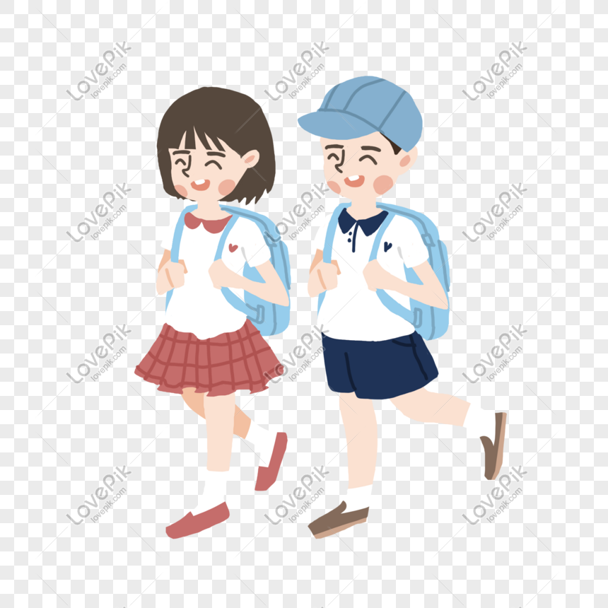 School Day Cartoon Pupils Happy To Go To School To Write Origina Png Image Picture Free Download Lovepik Com