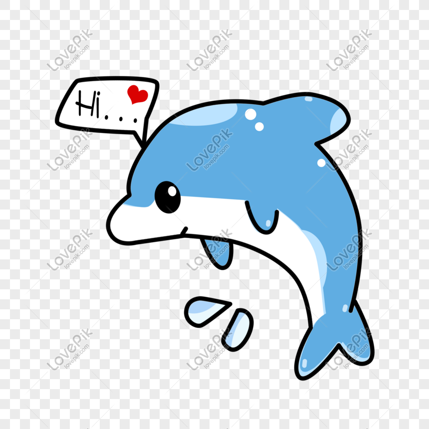 Cartoon Hand Drawn Cute Little Dolphin PNG Transparent Image And ...