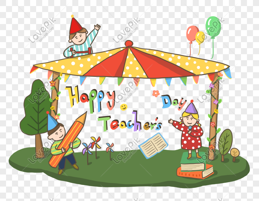 Happy Teachers Day Cute Cartoon Kids Celebrating Together PNG Image And  Clipart Image For Free Download - Lovepik | 611044828