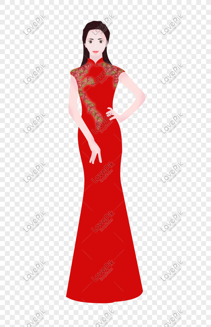 Festive Holiday Hand Painted Cheongsam Beauty Png Download PNG ...