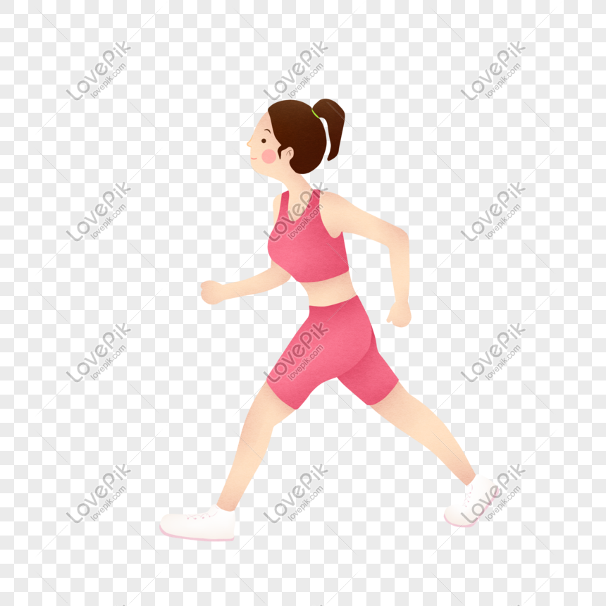 Sport Fitness Running Woman Illustration Free PNG And Clipart Image For ...