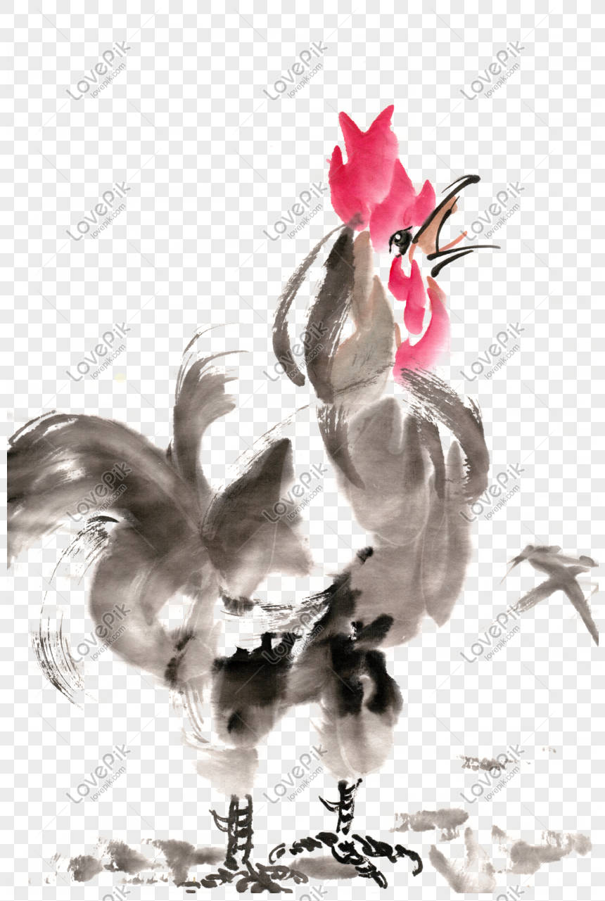 Ayam Jago Menjerat Lukisan Tinta Bahan Png Png Grafik Gambar Unduh